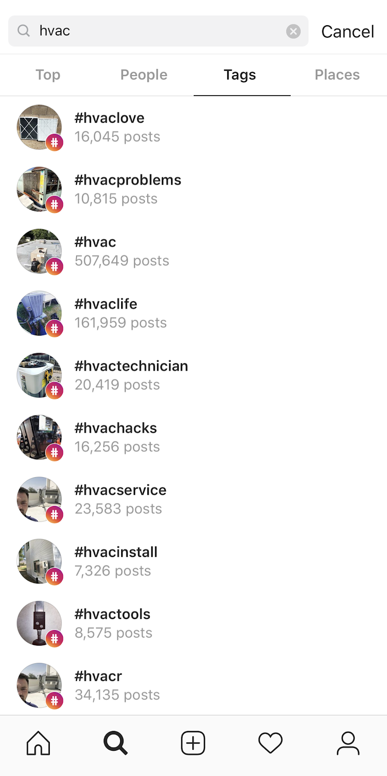 HVAC Instagram Search