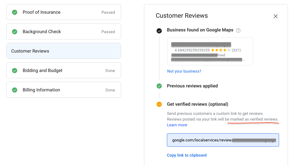 Google Local Services Ads dashboard