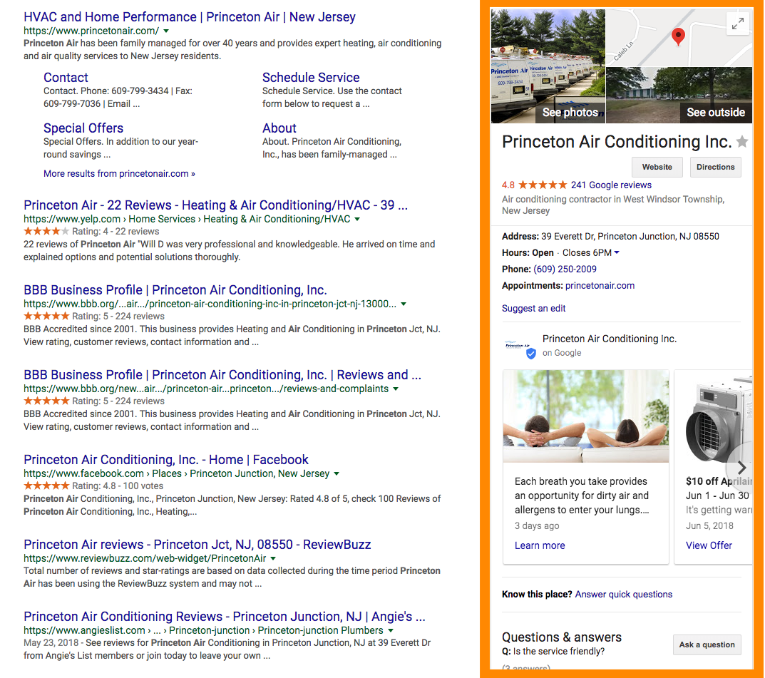 screen shot of Google Knowledge Panel