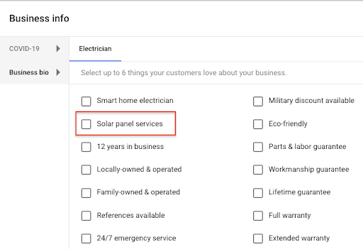 LSA Businness Bio Options for Electricians