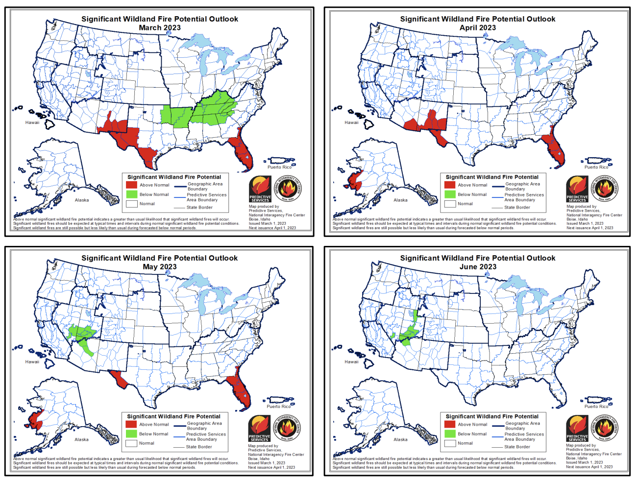 united states wildfire outlook maps 2023