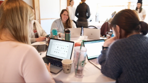 People working at a table