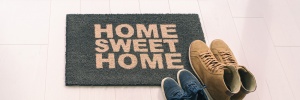 welcome mat with shoes 