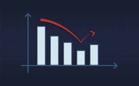 graph with arrow indicating rebound 