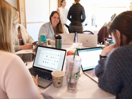 People working at a table