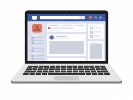 illustration of facebook on laptop screen