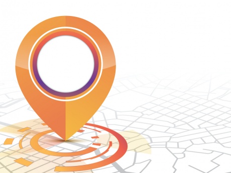 orange location pin on map vector