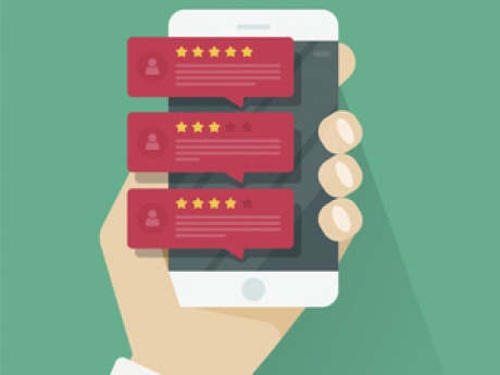 Internet Reviews illustration on a mobile phone