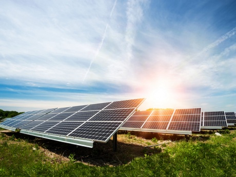 solar panel array in field