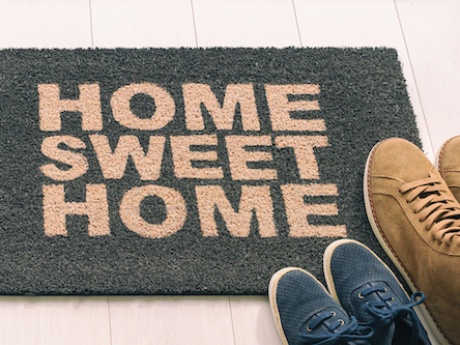 welcome mat with shoes 