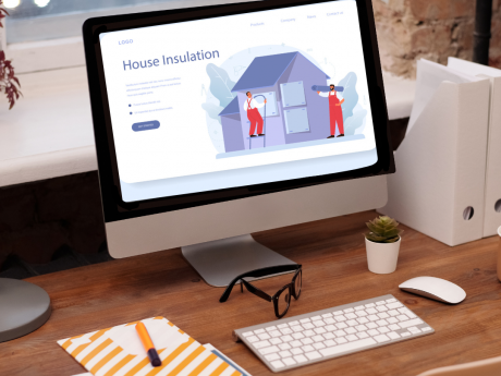 Picture of insulation website on desktop computer